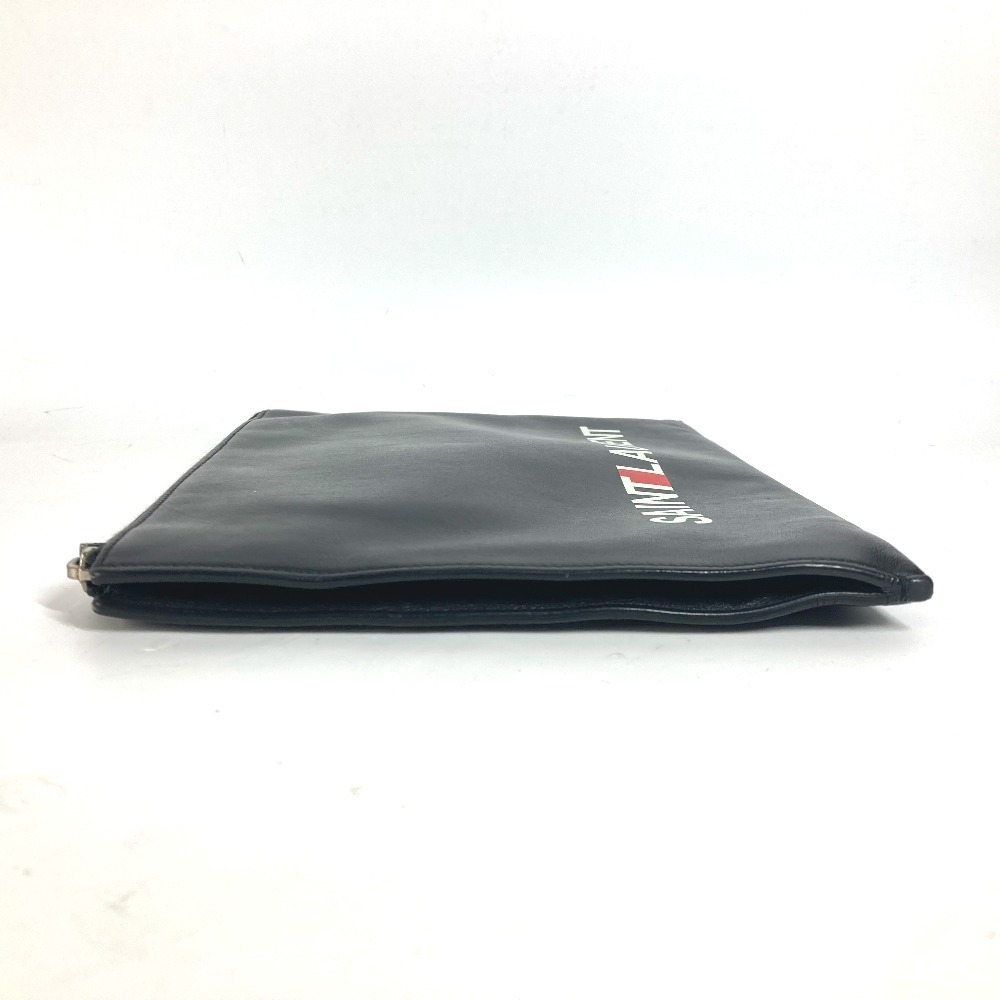 SAINT LAURENT PARIS Logo Shoulder Bag Clutch Leather Black - Picture 4 of 9